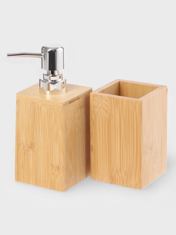 Набор аксессуаров для ванной BAMBOO, бамбук (дозатор. стакан) Набор аксессуаров для ванной BAMBOO, бамбук (дозатор. стакан)