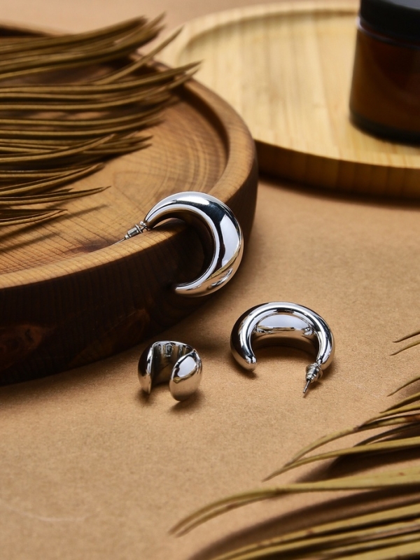 Набор серьги и каффы 3 шт «Капли» объёмные, цвет золото