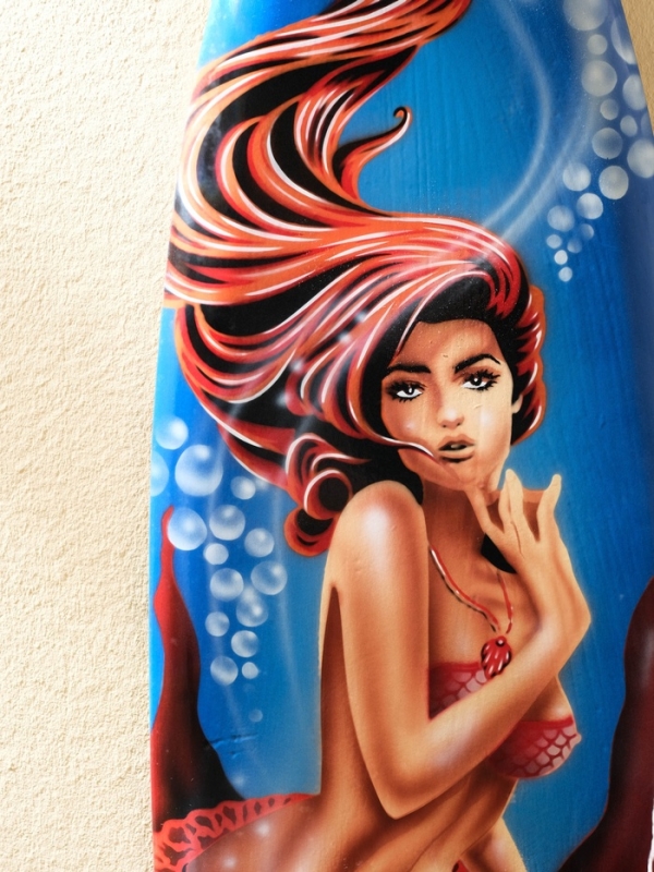 Панно "Доска для сёрфа "Русалка" дерево 80х21 см