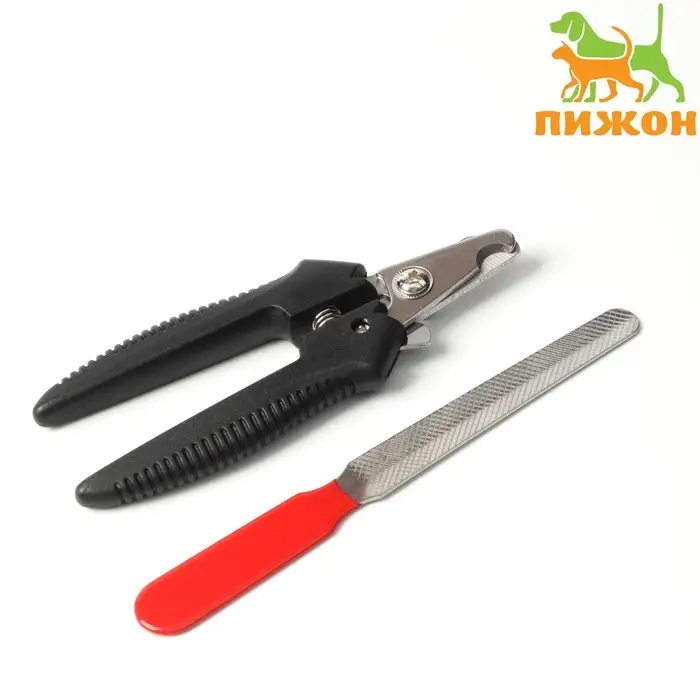 Набор по уходу за когтями: когтерез боковой (отверстие 8 мм) и пилка, черный и красный Набор по уходу за когтями: когтерез боковой (отверстие 8 мм) и пилка, черный и красный