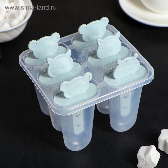 Форма для мороженого «Мордашки», 11×11×11 см, 6 ячеек, цвет прозрачный Форма для мороженого «Мордашки», 11×11×11 см, 6 ячеек, цвет прозрачный