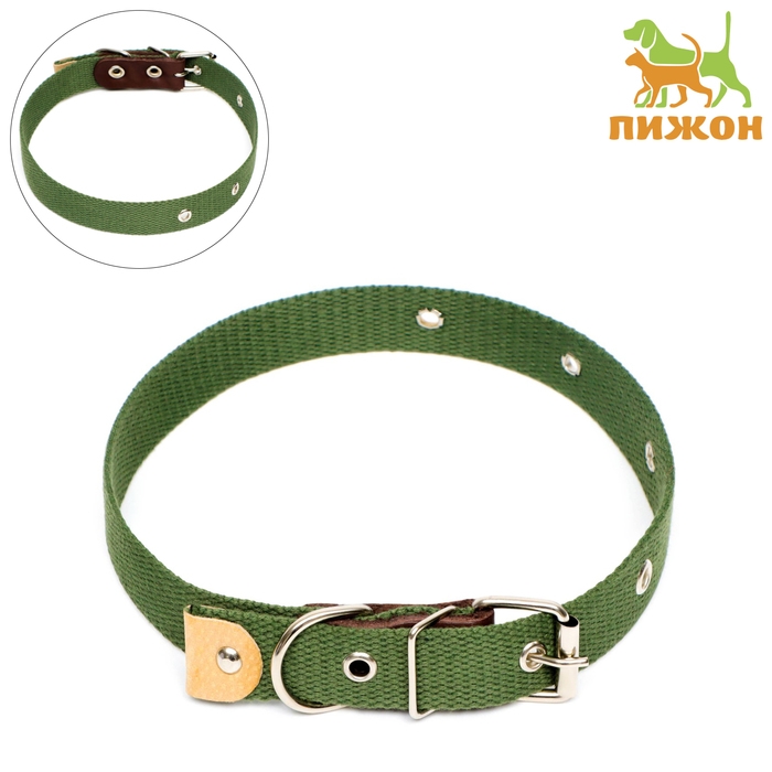 Ошейник брезентовый однослойный, 60,5 х 2,5 см, ОШ 30-55 см, тёмно-зелёный Ошейник брезентовый однослойный, 60,5 х 2,5 см, ОШ 30-55 см, тёмно-зелёный