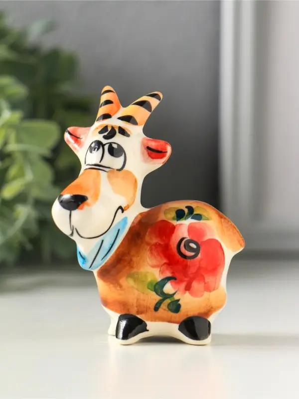 Фигурка фарфор &laquo;Козлик Паша&raquo;, 8.5 см, гжель, цветная, МИКС