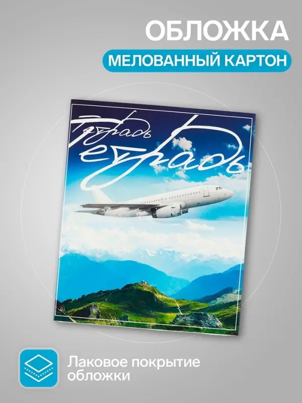 Тетради 48 листов в клетку, Calligrata &laquo;Самолеты&raquo;, серые листы, 5 штук