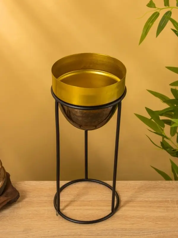 Кашпо на подставке  Кашпо на подставке "Золотое руно" железо 15,5х15,5х35,5 см