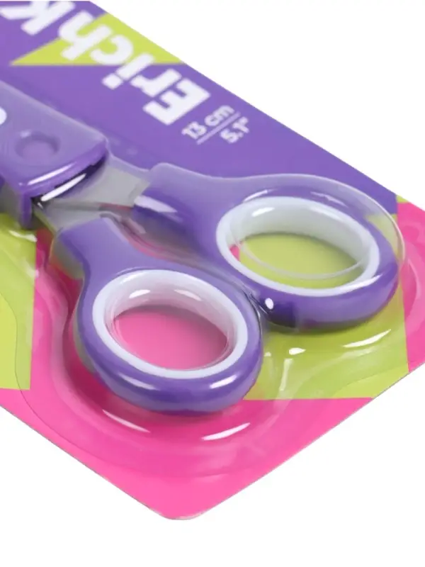 Ножницы детские ErichKrause Junior Protect, 13 см, с пластиковым чехлом и именным стикером, в блистере, МИКС