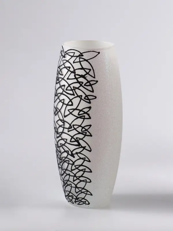 Ваза &laquo;Сфера&raquo;, листочки, h=26 см, стекло, белая