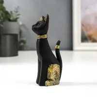 Фигурка полистоун &laquo;Чёрная кошка с золотыми ушками и лапками&raquo;, 12.5&times;5.5&times;3.7 см