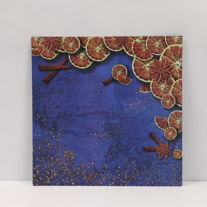 Фотофон двусторонний картон плотность 350 гр Фотофон двусторонний картон плотность 350 гр "Морозный узор и апельсины" 50х50 см