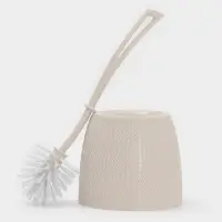 Ёршик для унитаза &laquo;Вязаное плетение&raquo;, 15&times;15&times;37 см, с подставкой, бежевый