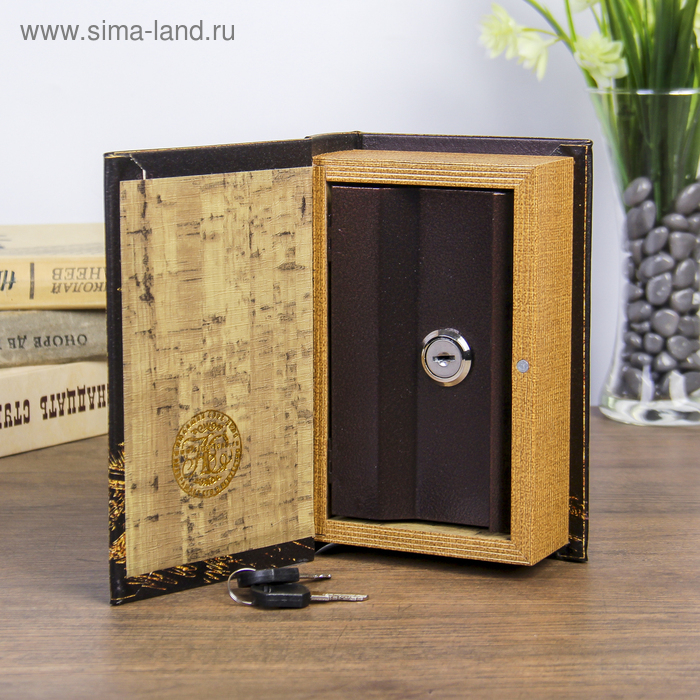 Сейф-книга дерево  Сейф-книга дерево "Ночной Париж в золоте" кожзам 17х11х5 см