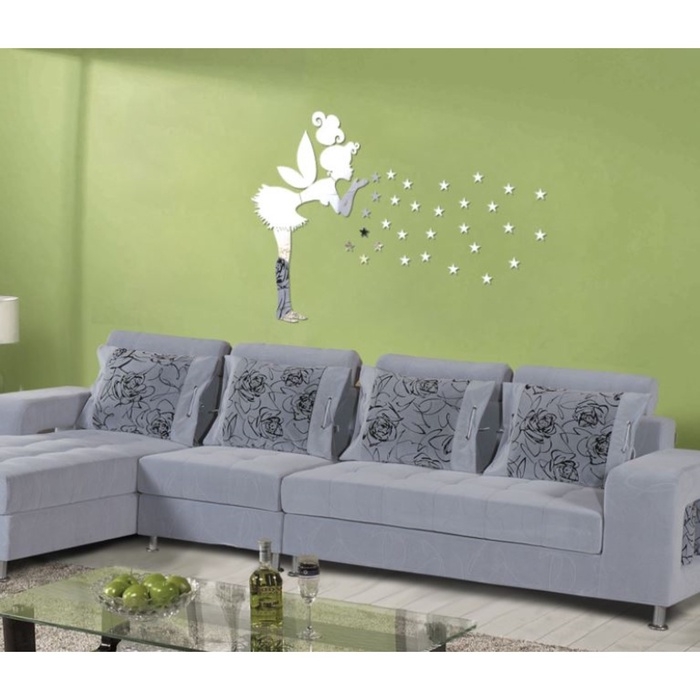 Наклейки интерьерные Наклейки интерьерные "Феечка", зеркальные, декор на стену, панно 32х15 см