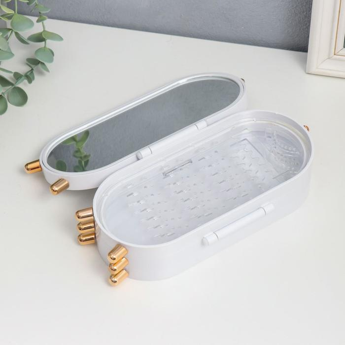 Шкатулка-кейс для украшений пластик Шкатулка-кейс для украшений пластик "Овал" белый 23,5х6,5х11,5 см