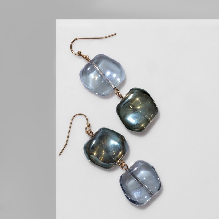 Серьги ассорти «Лето» квадраты, цвет голубо-зелёный в золоте Серьги ассорти «Лето» квадраты, цвет голубо-зелёный в золоте