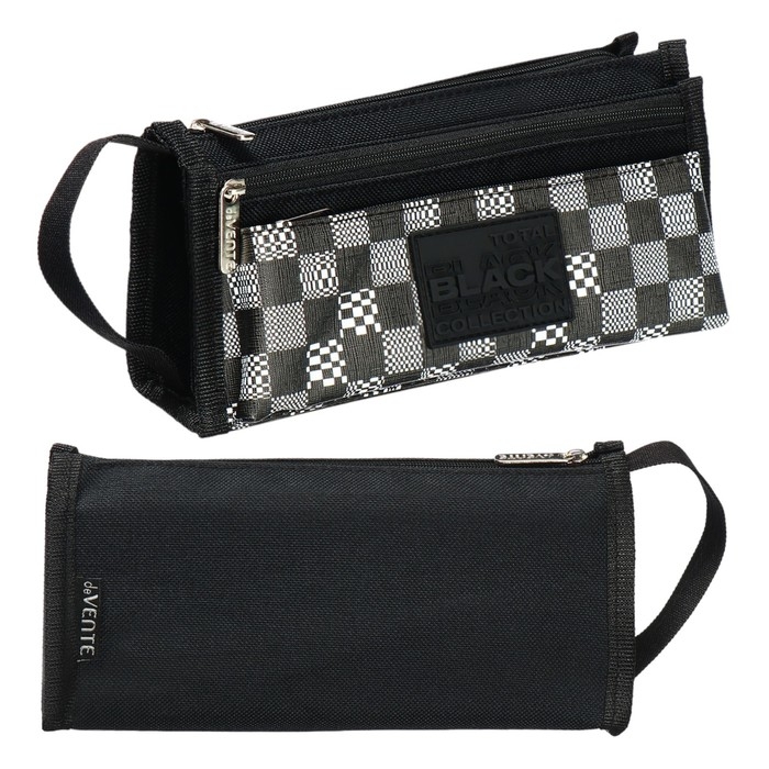 Пенал мягкий, 1 отделение, 100 х 210 х 75 мм, объёмный, deVENTE deVENTE TOTAL BLACK, с ручкой Пенал мягкий, 1 отделение, 100 х 210 х 75 мм, объёмный, deVENTE deVENTE TOTAL BLACK, с ручкой