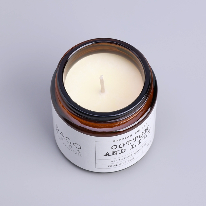 Свеча ароматическая в банке  Свеча ароматическая в банке "Хлопок и лилия", совый воск, 88 г