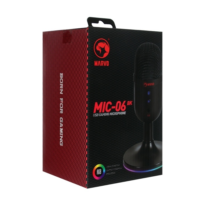 Микрофон Marvo MIC-06 BK, подставка, 3.5мм, кабель 1,8, чёрный Микрофон Marvo MIC-06 BK, подставка, 3.5мм, кабель 1,8, чёрный