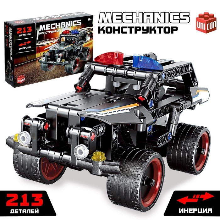 Конструктор полицейский внедорожник UNICON Mechanics, инерционный, 213 деталей, 6+ Конструктор полицейский внедорожник UNICON Mechanics, инерционный, 213 деталей, 6+