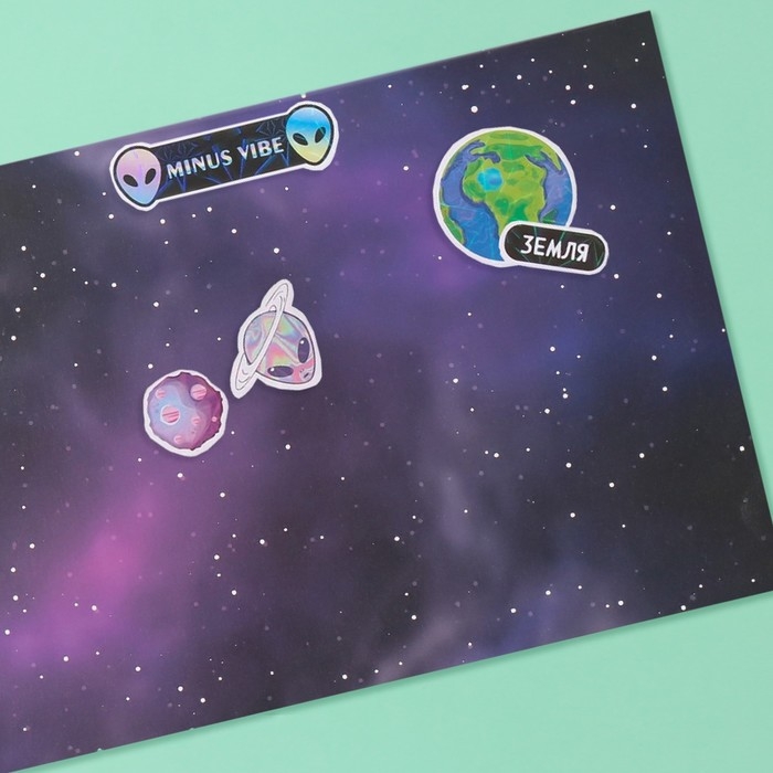 Наклейки в книжке Наклейки в книжке "Космография" + 3 фона голография 20,7х14,2 см