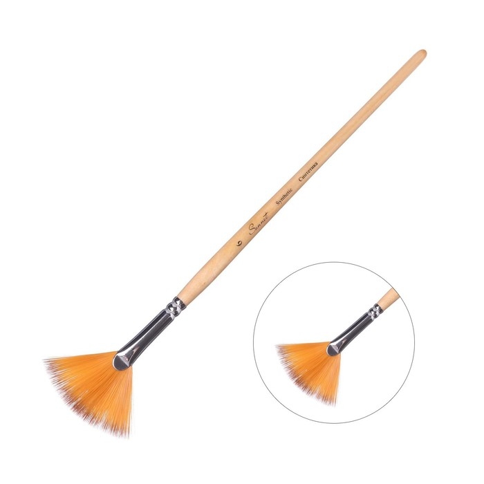 Кисть Веерная Синтетика ЗХК Кисть Веерная Синтетика ЗХК "Сонет" № 6, двухцветная (короткая ручка с лаковым покрытием)