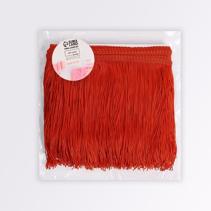 Тесьма декоративная «Бахрома», 20 см, 5 ± 0,5 м, цвет красный Тесьма декоративная «Бахрома», 20 см, 5 ± 0,5 м, цвет красный