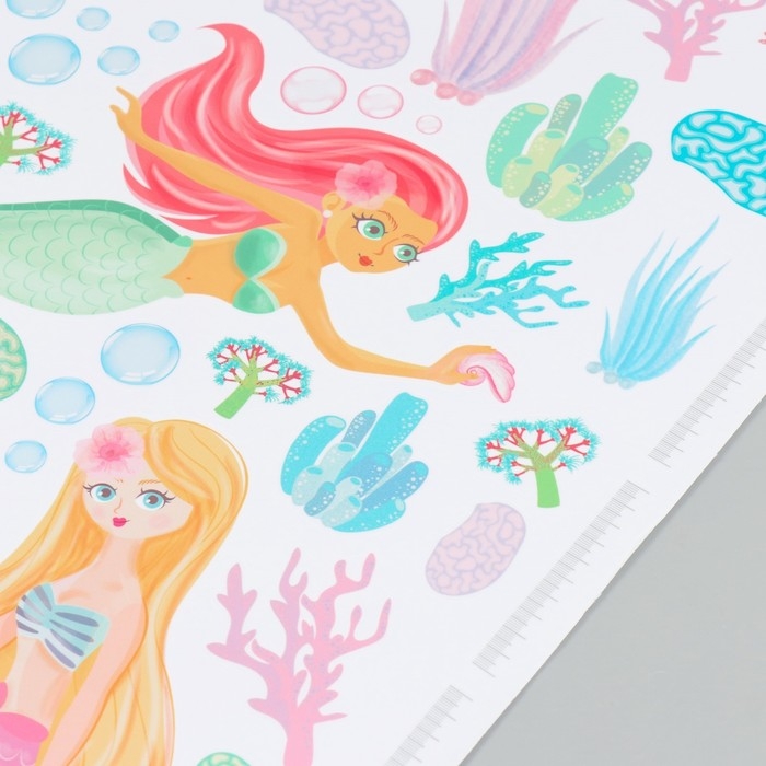 Наклейка интерьерная цветная ростомер  Наклейка интерьерная цветная ростомер "Русалочки" 50х70 см