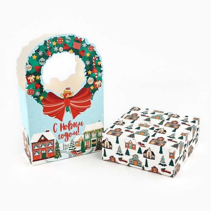 Коробка новогодняя складная «Новогодний город» 18.4 х 30.4 х 7.3 см, Новый год Коробка новогодняя складная «Новогодний город» 18.4 х 30.4 х 7.3 см, Новый год