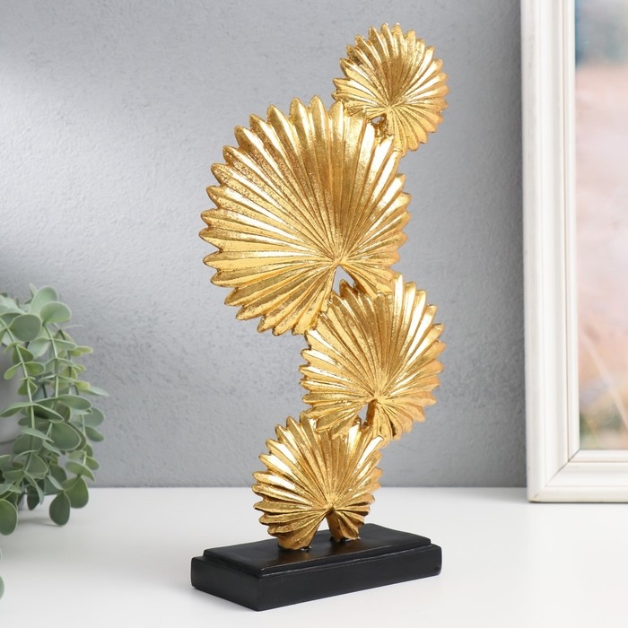 Сувенир полистоун  Сувенир полистоун "Листья веерной пальмы" золото 6,3х17х30,5 см