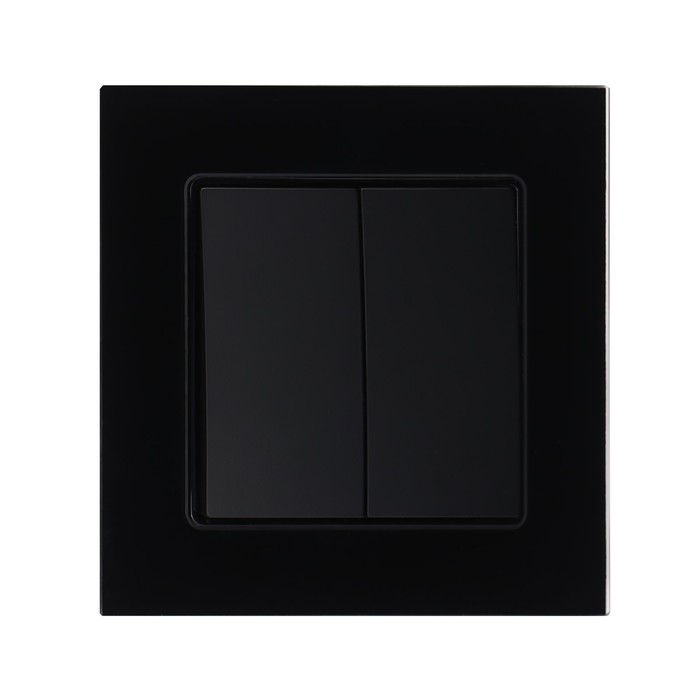 Выключатель TOT Glossy Glass, 10 А, 2 клавиши, скрытый, стекло, черный