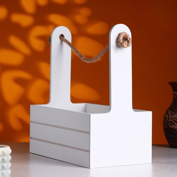 Ящик - кашпо деревянный 25х15х30  Ящик - кашпо деревянный 25х15х30 "Любимой Маме" Белый