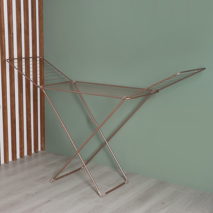 Сушилка для белья напольная складная, рабочая длина 20 м, высота от пола 95 см, ширина 54 см, цвет розовое золото Сушилка для белья напольная складная, рабочая длина 20 м, высота от пола 95 см, ширина 54 см, цвет розовое золото