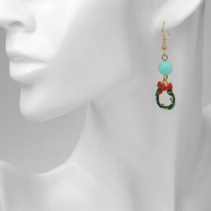 Новый год! Серьги «Новогодние» шар-венок, цветные в золоте Новый год! Серьги «Новогодние» шар-венок, цветные в золоте