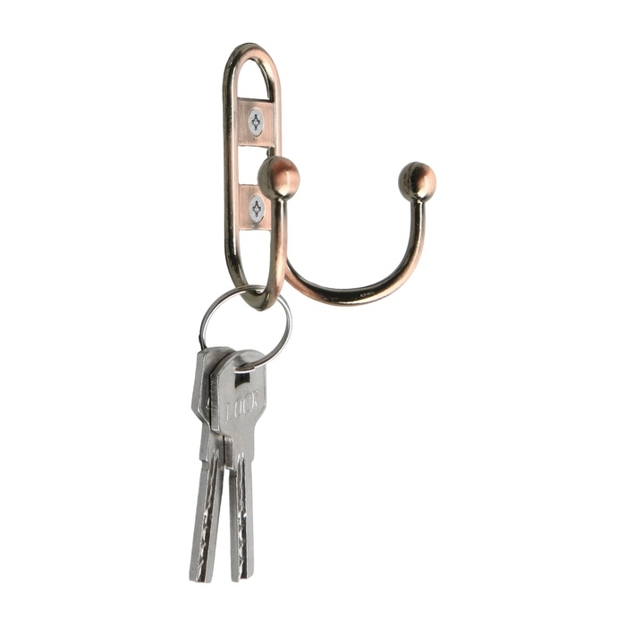 Крючок мебельный ТУНДРА TKD017, двухрожковый, медь Крючок мебельный ТУНДРА TKD017, двухрожковый, медь