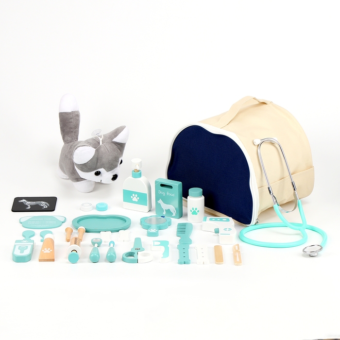 Детский набор доктора «Ветеринар», 20 деталей+собака+сумка, 19х24х15 см Детский набор доктора «Ветеринар», 20 деталей+собака+сумка, 19х24х15 см