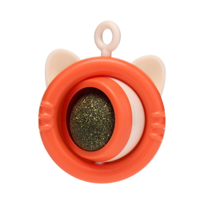 Игрушка для кошек с кошачьей мятой  Игрушка для кошек с кошачьей мятой "Вращающийся кот", 6,9 х 5,5 см, оранжевый