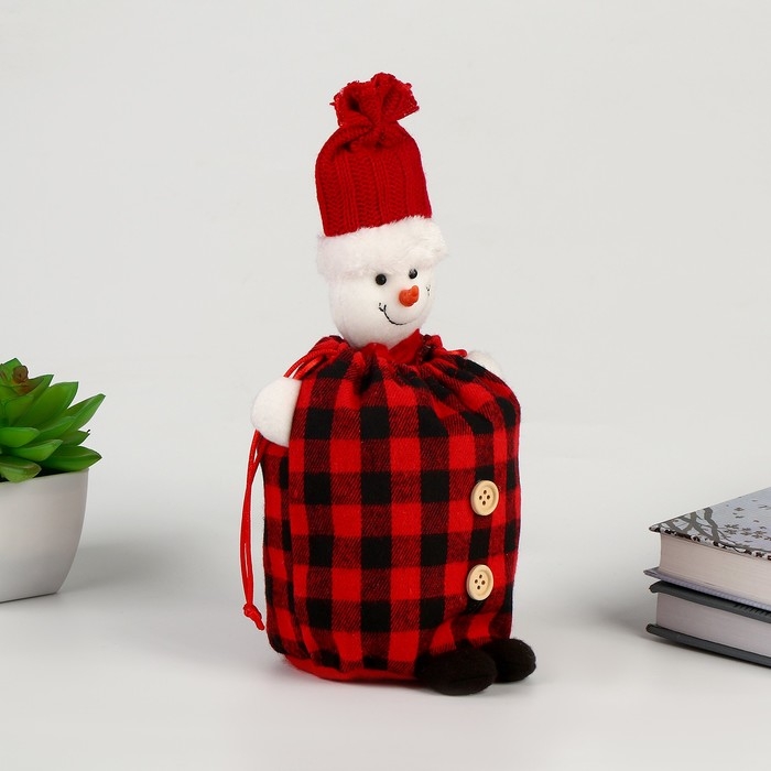 Новый год! Мешок для подарков «Снеговик» в клетку Новый год! Мешок для подарков «Снеговик» в клетку