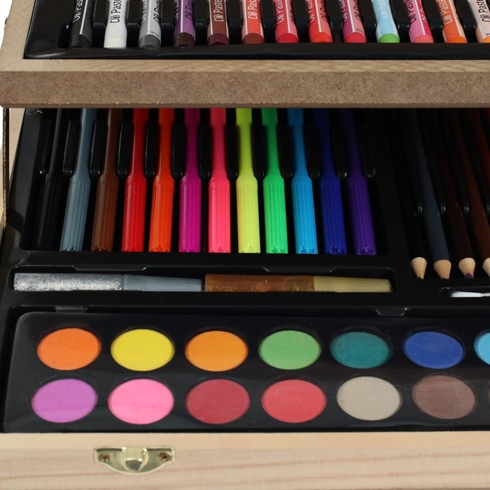 Набор для рисования в деревянном чемоданчике, складной