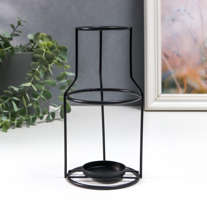 Подсвечник металл на 1 свечу Подсвечник металл на 1 свечу "Лофт. Бутыль" чёрный 18,5х9х9 см