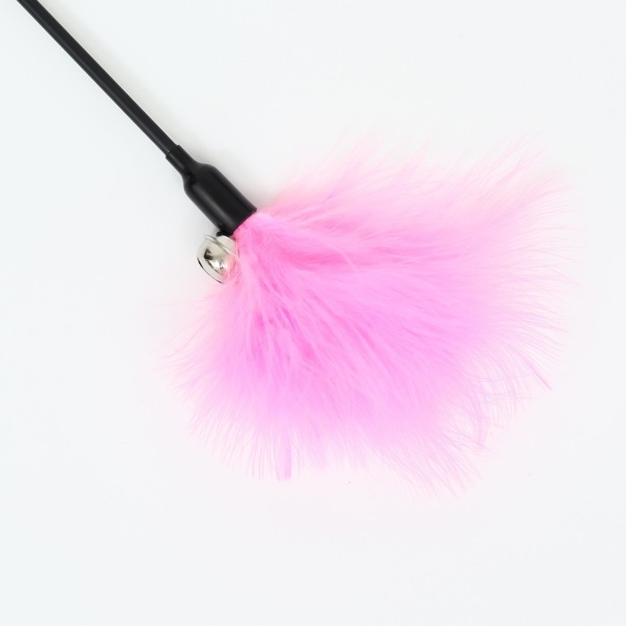 Дразнилка пуховая с бубенчиком  Дразнилка пуховая с бубенчиком "Светлячок", розовая