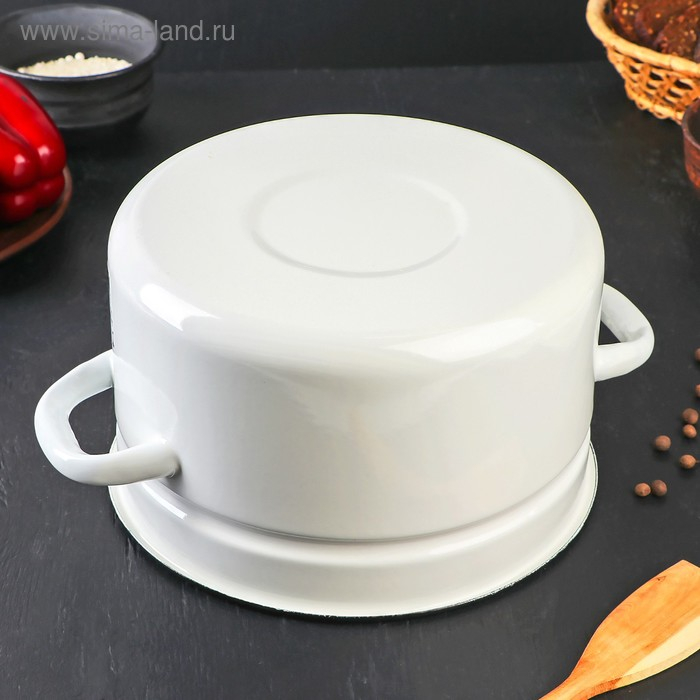 Кастрюля эмалированная цилиндрическая, 5 л, цвет белый Кастрюля эмалированная цилиндрическая, 5 л, цвет белый