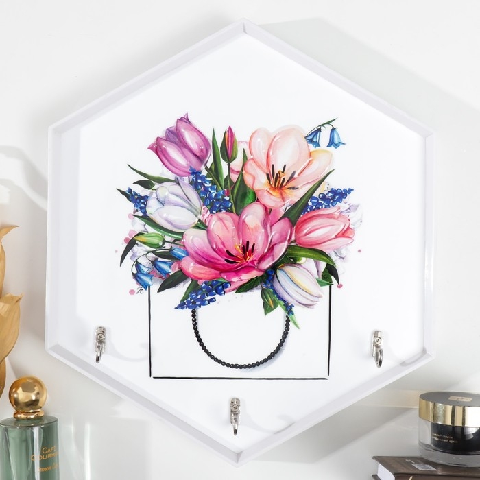 Крючки декоративные 3 крючка Крючки декоративные 3 крючка "Тюльпаны в пакете" 34х30 см