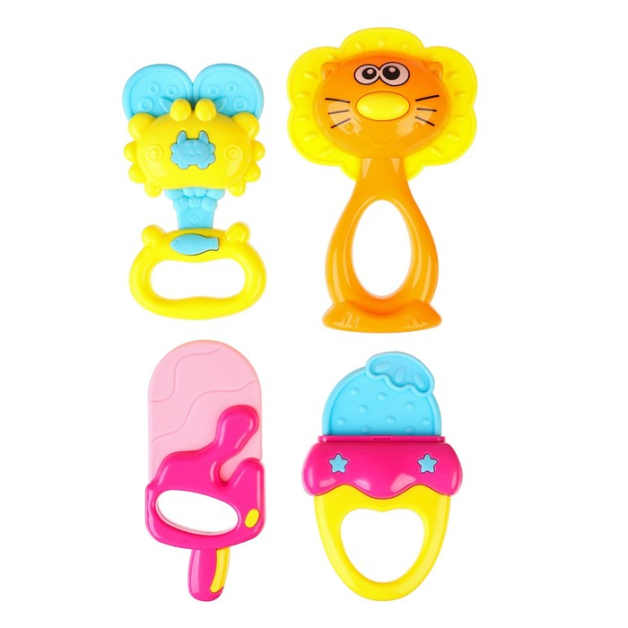 Набор погремушек «Яркое настроение», 4 шт., подарочная упаковка Набор погремушек «Яркое настроение», 4 шт., подарочная упаковка