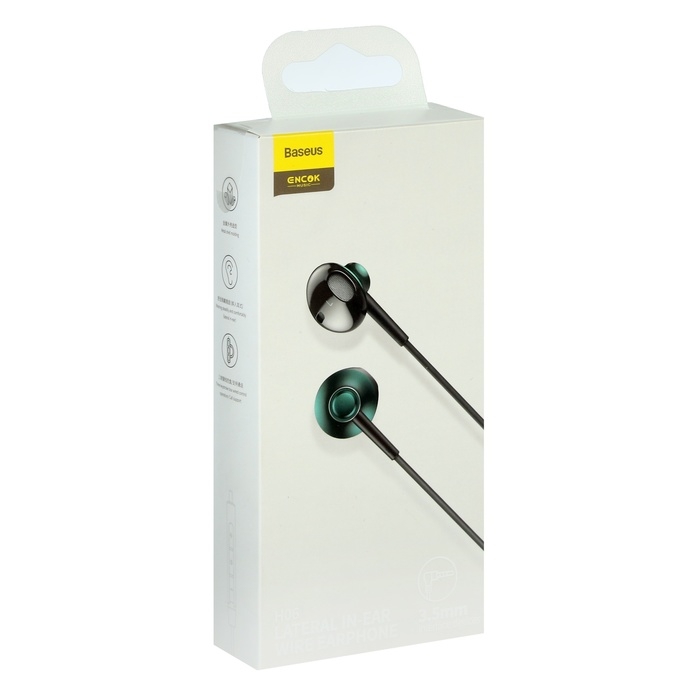 Наушники Baseus Encok H06, вкладыши, проводные, зелёные Наушники Baseus Encok H06, вкладыши, проводные, зелёные