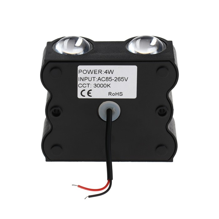 Светильник фасадный «Глосс», FSD-046, 4 Вт, 3000К, 2 луча, IP65, 220 В, пластик, черный Светильник фасадный «Глосс», FSD-046, 4 Вт, 3000К, 2 луча, IP65, 220 В, пластик, черный