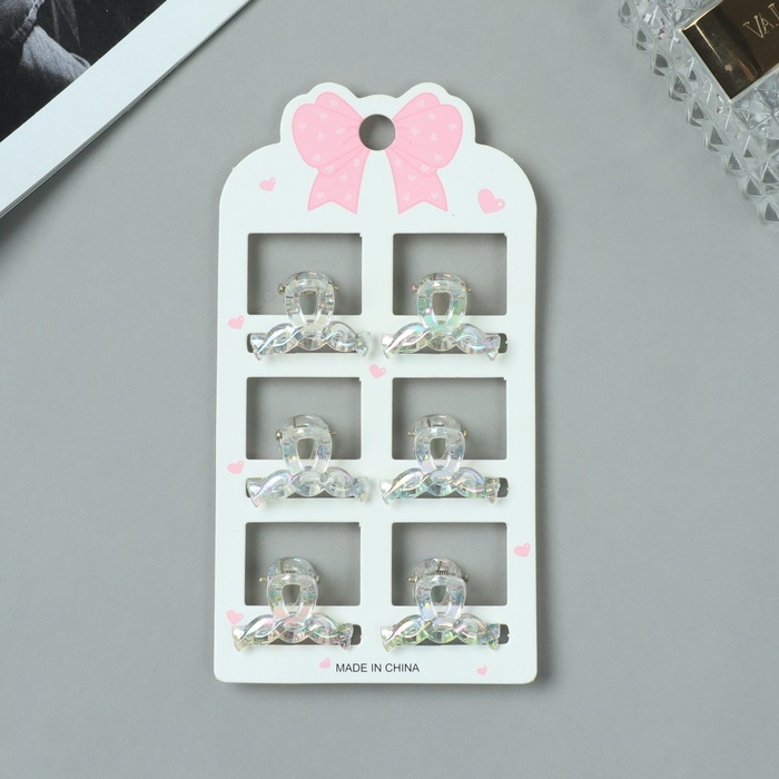 Краб для волос  Краб для волос "Аванти" (набор 6 шт) петельки, 2,5 см, прозрачный