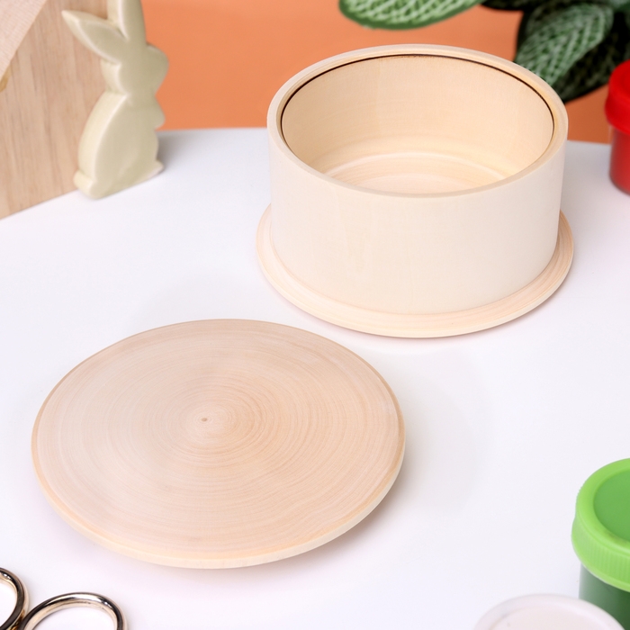 Заготовка для творчества Шкатулка с кантом, 5 х d9,5 см Заготовка для творчества Шкатулка с кантом, 5 х d9,5 см