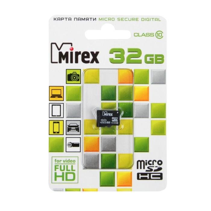 Карта памяти Mirex microSD, 32 Гб, SDHC, класс 10 Карта памяти Mirex microSD, 32 Гб, SDHC, класс 10