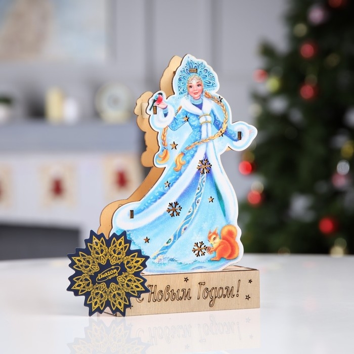 Светодиодная фигура «Снегурочка» 12 × 20 × 4.7 см, дерево, батарейки LR1130х3 (в комплекте), свечение тёплое белое