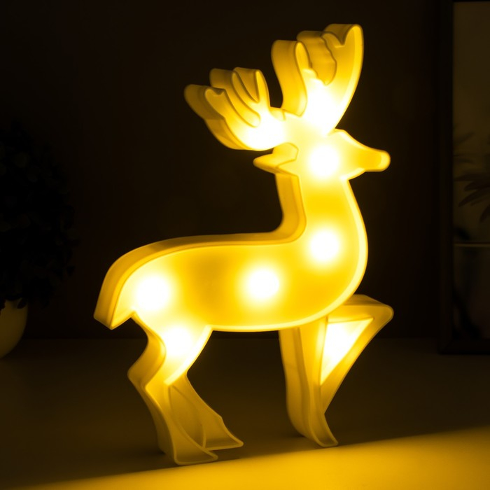 Ночник Ночник "Олененок" 8хLED батарейки 2хАА белый 18,5х3,5х25 см RISALUX