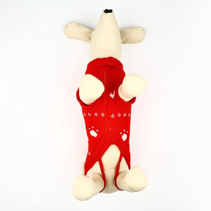 Одежда для собак. Свитер вязаный с орнаментом «Новогодний», красный, размер XL Одежда для собак. Свитер вязаный с орнаментом «Новогодний», красный, размер XL